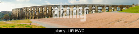 Panorama Amoreira Aquädukt in Stadt Elvas Alentejo Region. Portugal, Europa Stockfoto