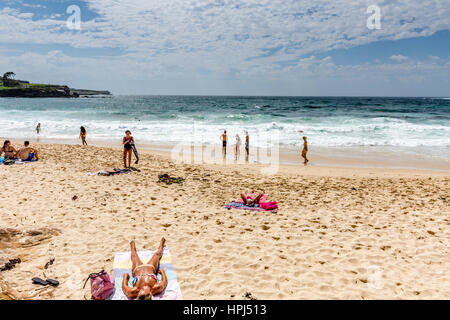 Coogee Beach im Sommer, in den östlichen Vororten von Sydney, New South Wales, Australien Stockfoto