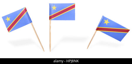 Kleine cocktail Flaggen der Demokratischen Republik Kongo in verschiedenen Positionen, isoliert auf weiss. (Serie). Auch einfach als gestalterisches Element verwenden :) Stockfoto