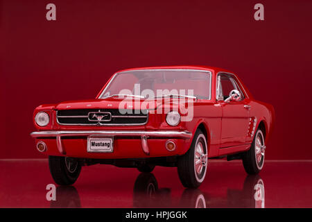 1964 Ford Mustang Coupe Welly Diecast Modellauto. Stockfoto