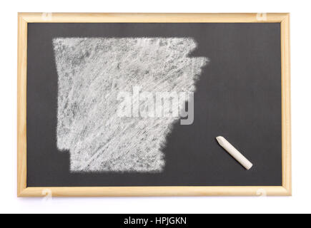 Tafel mit Kreide und die Form des Arkansas auf gezeichnet. (Serie) Stockfoto