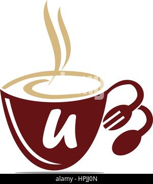 Kaffeetasse Restaurant Buchstabe U Stock Vektor