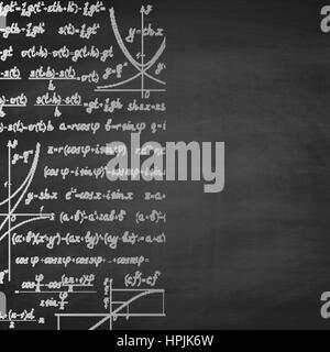 Abstrakte Mathematik handschriftlich Hintergrund mit textfreiraum rechts. Schultafel Stock Vektor