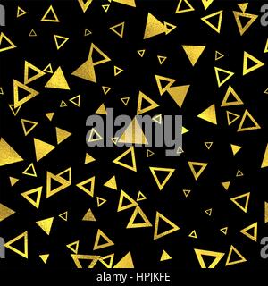 Nahtlose Muster mit goldenen Dreiecken. Vektor-gold und schwarz seamless Mode Hintergrund Stock Vektor