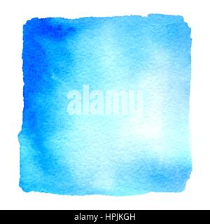 Leichte blaue Aquarell Hand gezeichneten Banner. Vektor Aquarell Papierstruktur strukturierten Hintergrund. Abstrakte Hand malen Platz Fleck isoliert auf weißem backgr Stock Vektor