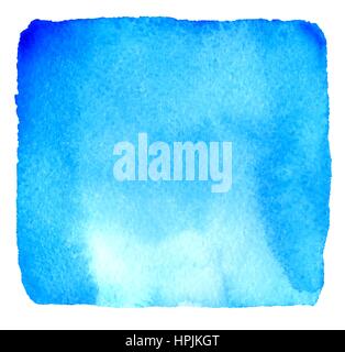 Leichte blaue Aquarell Hand gezeichneten Banner. Vektor Aquarell Papierstruktur strukturierten Hintergrund. Abstrakte Hand malen Platz Fleck isoliert auf weißem backgr Stock Vektor