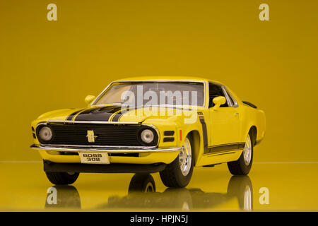 1970 Ford Mustang Boss 302 Welly Druckguss Modellauto. Stockfoto