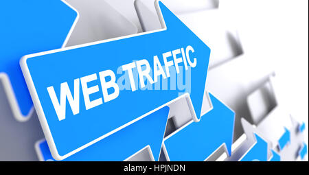 Web-Traffic - Message auf dem blauen Cursor. 3D. Stockfoto