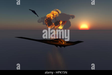 B-2 Spirit Stealth Bomber Durchführung eines nuklearen Angriffs Stockfoto