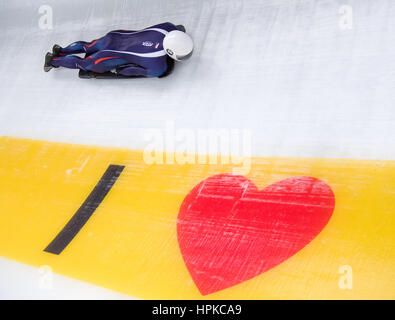 Schönau am Königssee, Deutschland. 23. Februar 2017.  Tschechischer Athlet Philipp Moelter in Aktion bei den Bob & Skelton World Championships in Schönau am Königssee, Deutschland, 23. Februar 2017. Die 2017 weiter Bob & Skelton Weltmeisterschaften bis 26. Februar 2017. Bildnachweis: Dpa picture Alliance/Alamy Live News Stockfoto