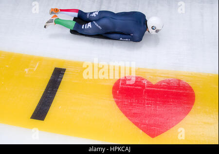 Schönau am Königssee, Deutschland. 23. Februar 2017.  Italienischer Leichtathlet Mattia Gaspari in Aktion bei den Bob & Skelton World Championships in Schönau am Königssee, Deutschland, 23. Februar 2017. Die 2017 weiter Bob & Skelton Weltmeisterschaften bis 26. Februar 2017. Bildnachweis: Dpa picture Alliance/Alamy Live News Stockfoto