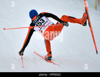 Lahti, Finnland. 23. Februar 2017. Venezolanische Sportler Adrian Solano umfällt auf 2017 Nordische Ski-WM in Lahti, Finnland, 23. Februar 2017. Foto: Hendrik Schmidt/Dpa-Zentralbild/Dpa/Alamy Live News Stockfoto