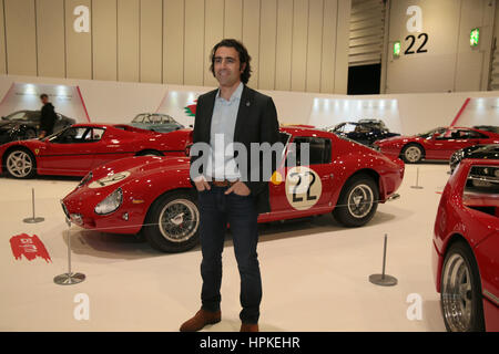 London, UK. 23. Februar 2017. Dario Franchitti britische Rennfahrer. Er ist ein vier Mal Indy Car Series Champion 2007, 2209,20011, dreimaliger Gewinner des Indianapolis 500, 2007, 2010, 2012 als auch als Sieger der 24 Stunden von Daytona im Jahr 2008 die 24 Stunden von Daytona (2008) Eröffnung der Ferrari Tribute-Kollektion bei London Classic Car Show Credit: Paul Quezada-Neiman/Alamy Live News Stockfoto