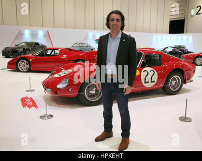 London, UK. 23. Februar 2017. Dario Franchitti britische Rennfahrer. Er ist ein vier Mal Indy Car Series Champion 2007, 2209,20011, dreimaliger Gewinner des Indianapolis 500, 2007, 2010, 2012 als auch als Sieger der 24 Stunden von Daytona im Jahr 2008 die 24 Stunden von Daytona (2008) Eröffnung der Ferrari Tribute-Kollektion bei London Classic Car Show Credit: Paul Quezada-Neiman/Alamy Live News Stockfoto