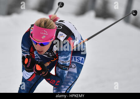 Lahti, Finnland. 23. Februar 2017. US-amerikanischer Leichtathlet Kikkan Randall in Aktion im Jahr 2017 Nordische Ski-WM in Lahti, Finnland, 23. Februar 2017. Foto: Hendrik Schmidt/Dpa-Zentralbild/Dpa/Alamy Live News Stockfoto
