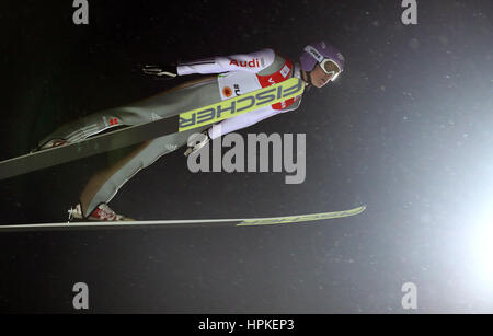Lahti, Finnland. 23. Februar 2017. Deutscher Leichtathlet Andreas Wellinger in Aktion im Jahr 2017 Nordische Ski-WM in Lahti, Finnland, 23. Februar 2017. Foto: Hendrik Schmidt/Dpa-Zentralbild/Dpa/Alamy Live News Stockfoto