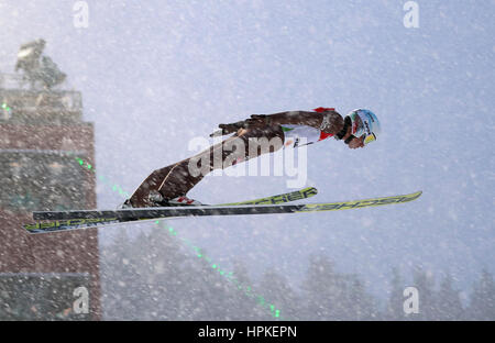 Lahti, Finnland. 23. Februar 2017. Polnische Sportler Kamil Stoch in Aktion im Jahr 2017 Nordische Ski-WM in Lahti, Finnland, 23. Februar 2017. Foto: Hendrik Schmidt/Dpa-Zentralbild/Dpa/Alamy Live News Stockfoto