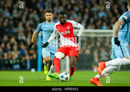 Manchester, UK. 21. Februar 2017. Tiemoue Bakayoko (Monaco) Fußball: Tiemoue Bakayoko von Monaco in der UEFA Champions League-Runde 16 Match zwischen Manchester City und AS Monaco im Etihad Stadium in Manchester, England. Bildnachweis: AFLO/Alamy Live-Nachrichten Stockfoto