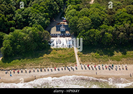 Strand Café, Strand, Strandkörbe, Rügen, Mönchgut, Thiessow, Ostseeküste, Vorpommern, Mecklenburg-Vorpommern, Mecklenburg-Vorpommern, Stockfoto