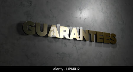 Garantien - Gold Text auf schwarzem Hintergrund - 3D gerenderten Lizenzgebühren frei Lager Bild. Dieses Bild kann für eine Website für online-Banner-Werbung oder einen Druck verwendet werden Stockfoto