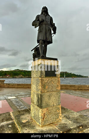 Pierre Le Moyne Iberville in Havanna, Kuba, ein Soldat, Schiffskapitän, Explorer, Kolonialbeamter, Ritter des Ordens Sain war-Denkmal Stockfoto