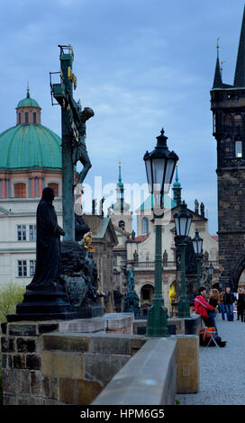 Kreuzigung auf Charles Bridge.Prague. Tschechische Republik Stockfoto