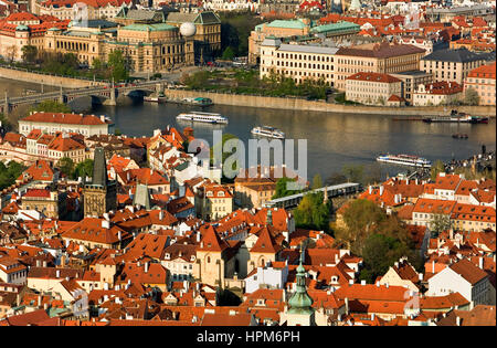 Panorama von Prag und Vltrava River. Malá Strana und Staré Mesto.Prague. Tschechische Republik Stockfoto