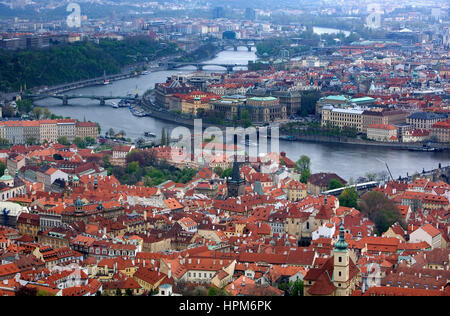 Panorama von Prag und Brücken über Vltrava River.Prague. Tschechische Republik Stockfoto