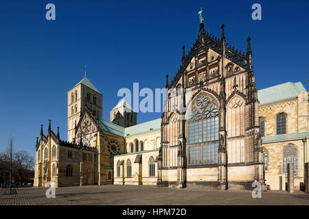 Kathedralkirche, Sankt-Paulus-Dom bin Domplatz in Münster, Westfalen, Nordrhein-Westfalen Stockfoto