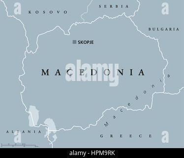 Mazedonien politische Karte mit Hauptstadt Skopje ...
