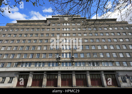 Das alte London Feuerwehr Hauptquartier, das Hauptquartier des LBF bis 2007, Albert Embankment, Lambeth, London City, England Stockfoto