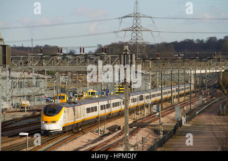 Klasse 373 e 300 Eurostar set Nummern 373009 und 373010 Bestehen der Singlewell Loops auf HS1. Stockfoto