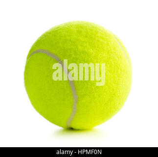 Einzelne Tennisball isoliert auf weißem Hintergrund. Stockfoto