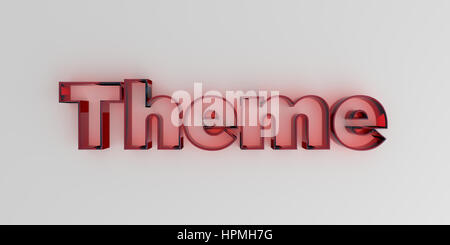 Thema - rotem Glas Text auf weißem Hintergrund - 3D gerenderten Lizenzgebühren frei Bild. Stockfoto