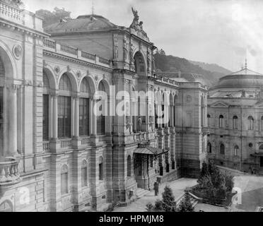 Historisches Bild aus einem Glas negative zeigt ein Detail der Einsiedeln Abbey, ein Benediktiner-Kloster in der Stadt von Einsiedeln im Kanton Schwyz Stockfoto