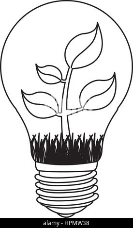 Kontur Birne mit Anlage in Symbol Stock Vektor