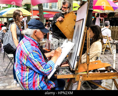 Montmartre Straße Maler, Place du Tertre in Paris Stockfoto
