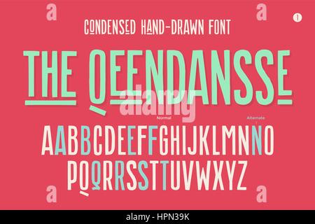 Handgezeichnete kondensierten Alphabet und Schrift. Teil eins Stock Vektor