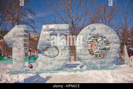 Kanada 140 Eiskünstler bei Centennial. Park in Ottawa, Ontario, Kanada, Capital City of Canada im Winter Winterlude 2017 Kanada 150 fest, Stockfoto