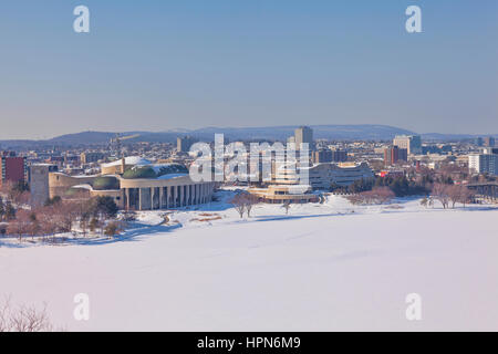 Canadian Museum of History, Ottawa, Ontario, Kanada, Capital City of Canada im Winter, Winterlude 2017Parliament Hill, Capital Building, entspannen Stockfoto