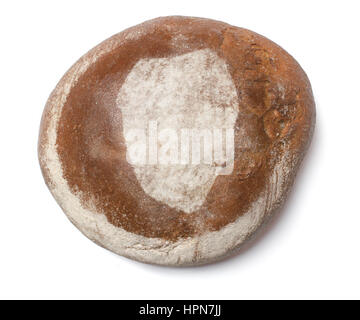 Ein frisch gebackenes Brot bedeckt mit Roggenmehl in Form von Sierra Leone. (Serie) Stockfoto