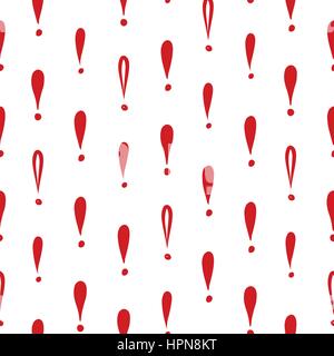 Abstrakte Symbol weiß Ornament. Ausrufezeichen nahtlose Muster. Anmeldung Hintergrund Stock Vektor