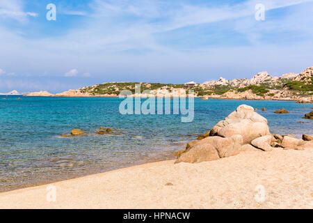 Blick Monti di Rena Strand in La Maddalena Insel, Nationalpark Archipel la Maddalena, Sardinien, Italien Stockfoto