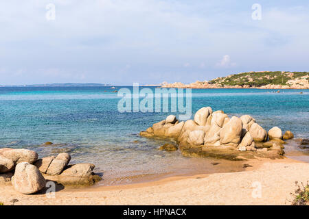 Blick Monti di Rena Strand in La Maddalena Insel, Nationalpark Archipel la Maddalena, Sardinien, Italien Stockfoto