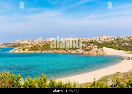 Blick Monti di Rena Strand in La Maddalena Insel, Nationalpark Archipel la Maddalena, Sardinien, Italien Stockfoto