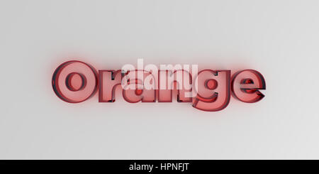 Orange - rotem Glas Text auf weißem Hintergrund - 3D gerenderten Royalty free stock Bild. Stockfoto