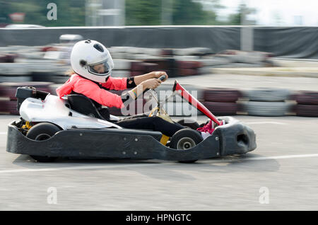 Kart Fahrer Bewegung brüniert Stockfoto