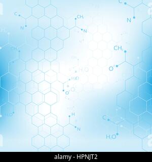 Molekül-Struktur Dna und Kommunikation Hintergrund. Verbundene Linien mit Punkten. Konzept der Wissenschaft, Verbindung, Chemie, Biologie, Medizin, Technik. Vektor-illustration Stock Vektor
