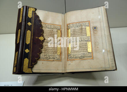 Heiliger Koran. Makkah. Ottoman-Dynastie, 16.-17. Jahrhundert. Tinte, Farbe und Gold auf Papier. Nationalmuseum-Riad. Stockfoto