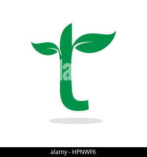 Pflanzliche Symbol für Buchstabe t Stockfoto